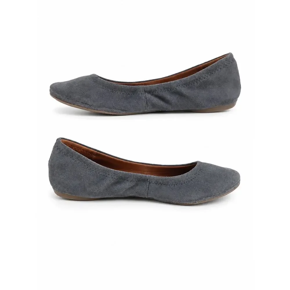 Lucky‎ Brand Emmie Ballet Flats Womens 9.5 Gray Faux Suede Balletcore Boho